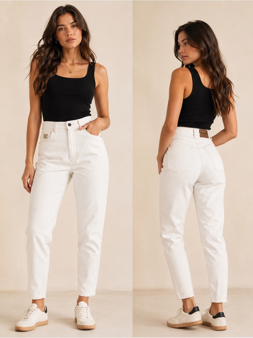 Vintage Wrangler White Mom Jeans High Rise Tapered 28 80s 90s